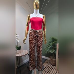 Messini Animal print (Leopard) straight wide leg trousers size S